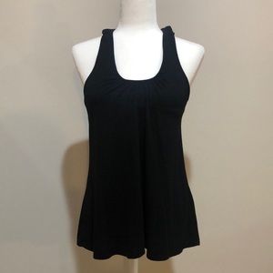 Black racer back tank with ruffle